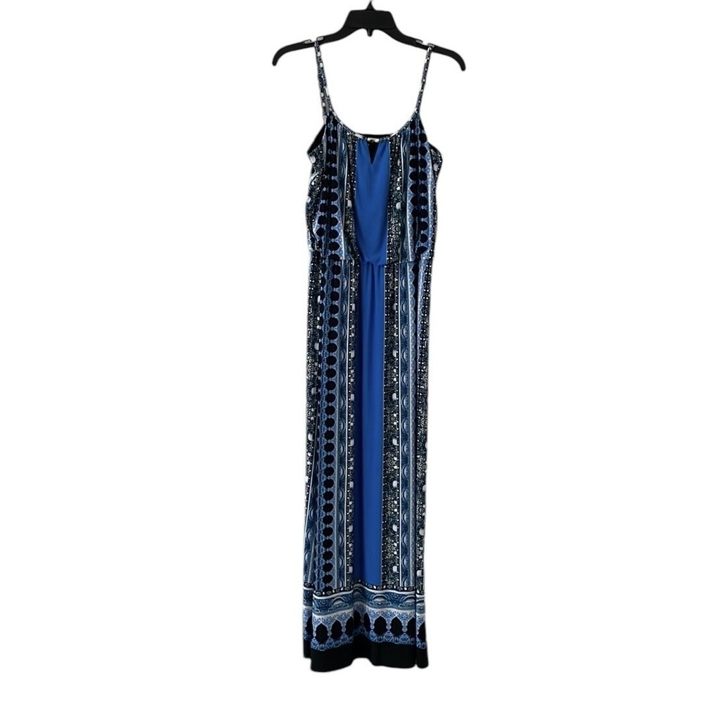 Style & Co. Women's Petite Blue/Black Blouson Maxi Stretch Tank Dress Size PM